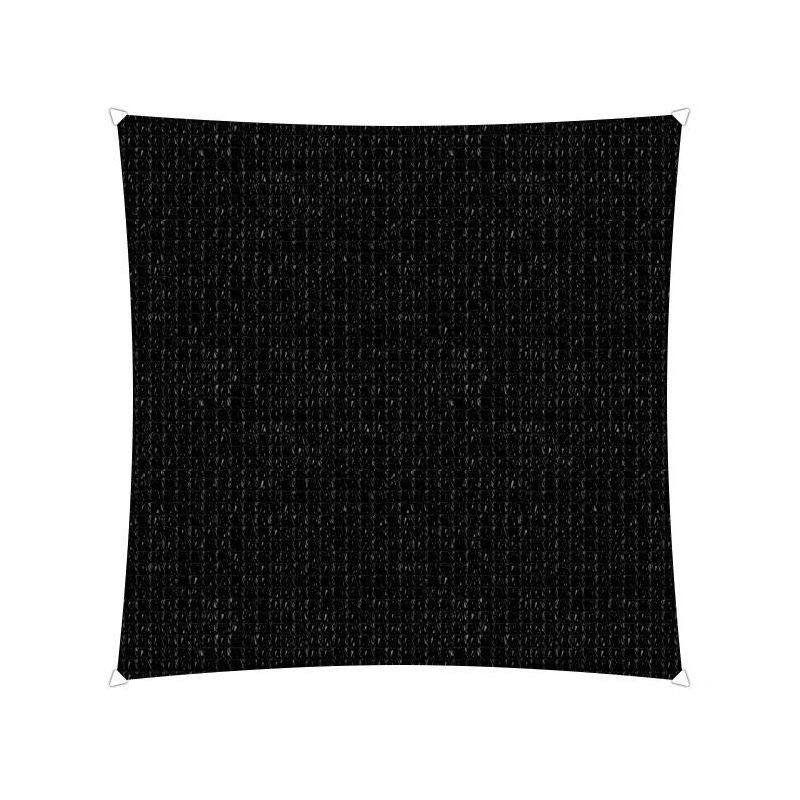 Compleet pakket: Sunfighters vierkant 5x5m Zwart met RVS Bevestigingsset en buitendoekreiniger