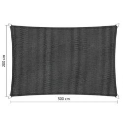 Shadow Comfort rechthoek 2x3m DuoColor Carbon Black
