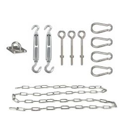 RVS Bevestigingsset vierkant, 3 palen en 1 muur