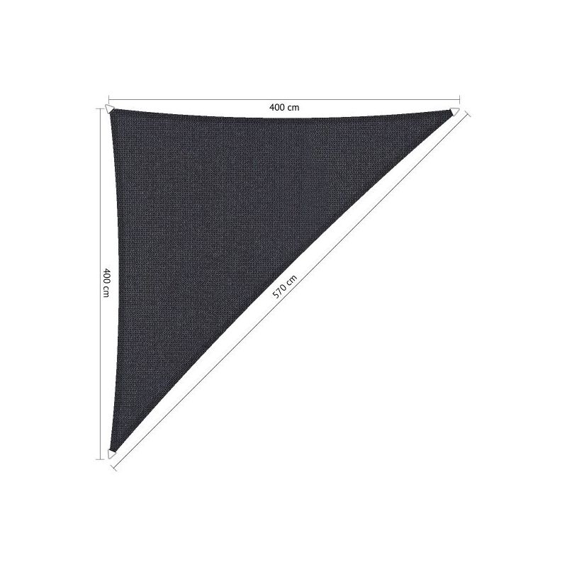 Schaduwdoek / shadesail Shadow Comfort driehoek / triangle 90° 4,00x4,00x5,70 meter DuoColor Carbon Black
